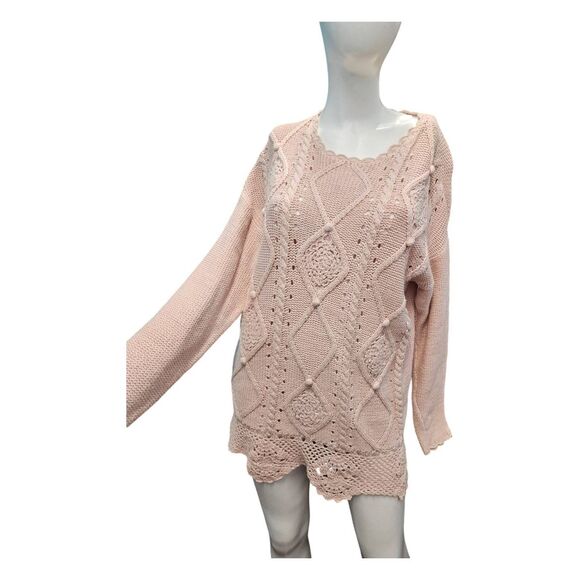 Patrick Tricot 80's Pink Chunky Knit Textured Sweater Womens Large - Picture 3 of 8